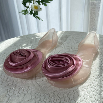 Fish Mouth Sandals Women's Flat Open Toe Jelly Shoes Transparent Flower Holiday Seaside Beach Shoes Cross-Border Dropshipping