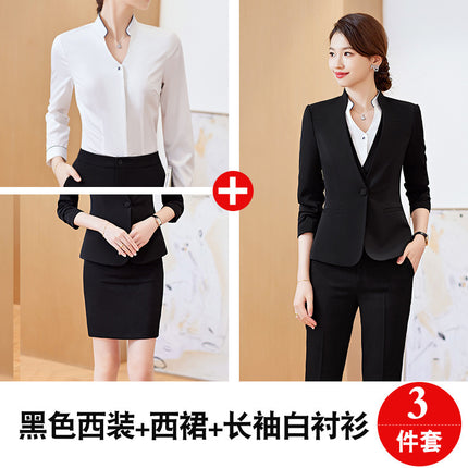 2023 Spring and Autumn New Vest Professional suit Women's Suit Hotel Front Desk Jewelry Store Sales Work Clothes Three-piece Set