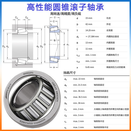 AMGT Swiss Tapered Roller Bearing 30301 30302 303 30304 30305 30306 30307
