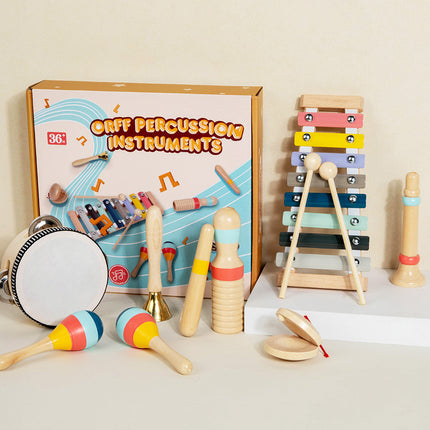Cross-border early education children's simulation musical instrument Orff percussion instrument drum rattle sand hammer toy music suit
