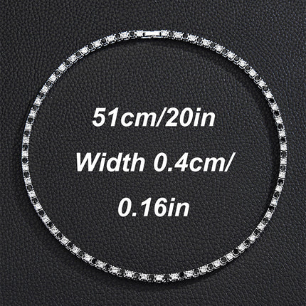 European and American hip-hop 4mm a row of tennis chain simple Joker two-color alloy rhinestone neck chain TennisChain wholesale