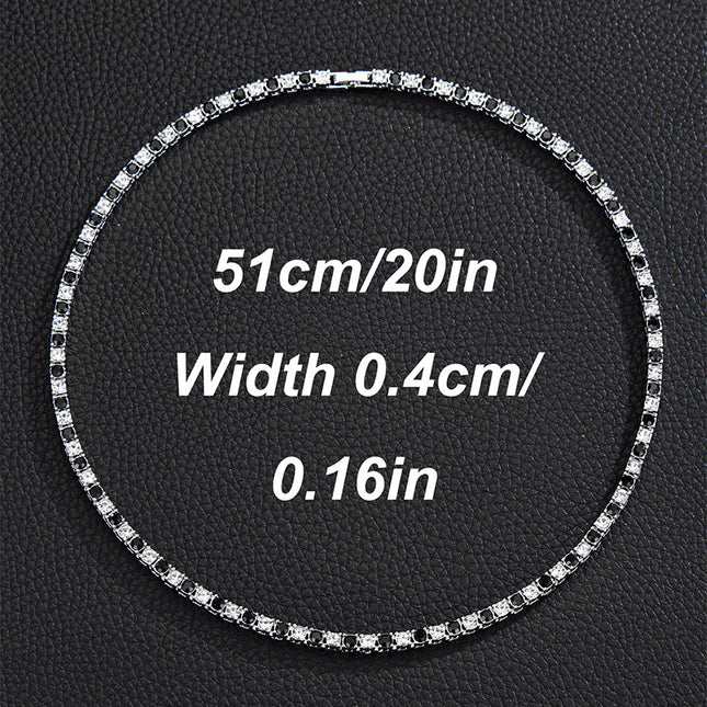 European and American hip-hop 4mm a row of tennis chain simple Joker two-color alloy rhinestone neck chain TennisChain wholesale