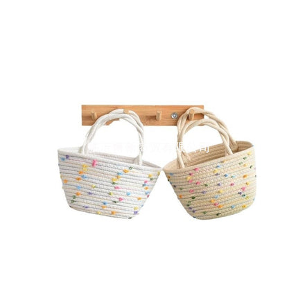 Fashion Woven Bag, Mohair Ball Bag, Colorful Dot Twist Handle Bag, Shoulder Bag, Handbag, Versatile Fashion Bag, Factory Direct Sale