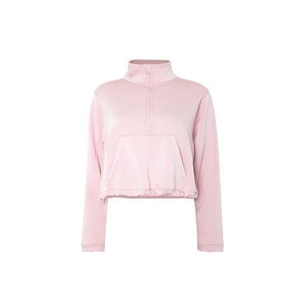 Half-Zip Sweatshirt Women's Sports Top 2025 New Jacket Petite Fitness Suit Loose Short Yoga Wear