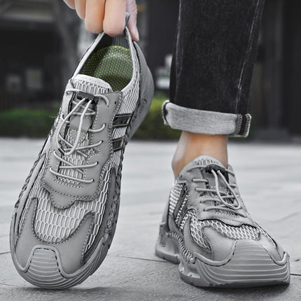 Mesh Shoes for Men 2025 New Summer Breathable Mesh Hollow Casual Shoes One-Leg Non-Slip Sports Large Size Men's Shoes