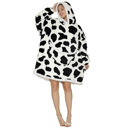 Parent-Child Composite Cold-Proof Clothing Lazy Tv Blanket Thickened Home Wear Outdoor Mid-Length Pajamas Flannel Robe
