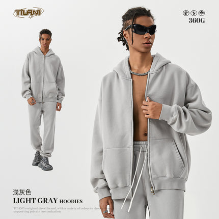 Tilani Men's Sweatshirt and Sweatpants Set Cross-Border Trendy Brand Hoodie Autumn and Winter Velvet Thickeneded Men's Two-Piece Set