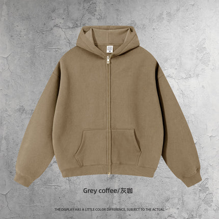 Kite Men's Clothing | Cross-Border European and American Loose Zipper Shirt Two-Piece Set for Men and Women 350g Fleece Hooded Sweatshirt and Pants Set