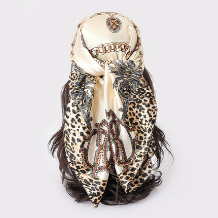 Spring and Autumn New Large Square Scarf Large Silk Scarf Decorative South Korea All-match Women's Scarf Headscarf Scarf Chic Style Hair Belt Art