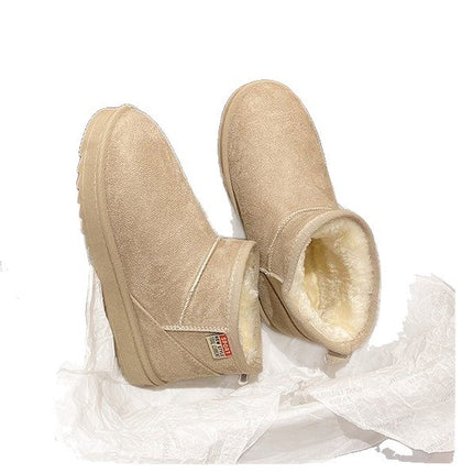 2025 New Snow Boots Large Size Foreign Trade Winter New Flat Short Cotton Shoes with Fleece Thickened Warm Snow Boots