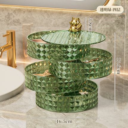 Desktop Rotating Jewelry Storage Box Home Dormitory Multi-Layer Cosmetics Storage and Organization Jewelry Box Dust-Proof Storage Rack