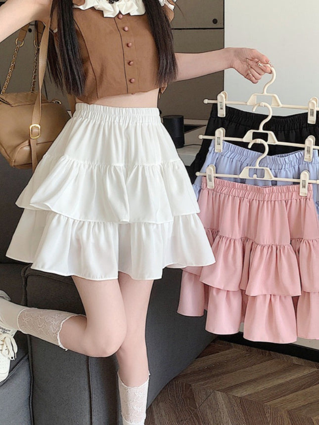 Plus Size Skirt for Women in Spring and Summer, Super Popular Pear-Shaped Figure, High-Waisted A-Line Cake Skirt, Small Fluffy Short Skirt