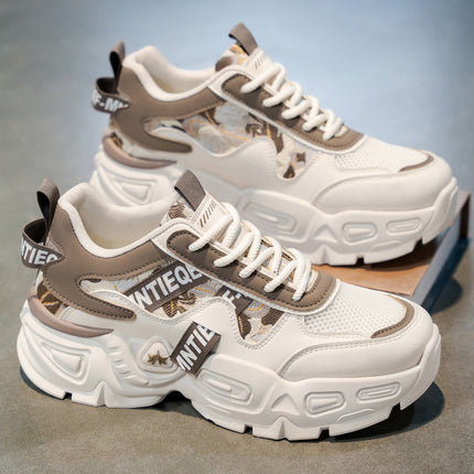 Men's Shoes 2025 New Summer Mesh Breathable Popular Youth Sports Shoes Casual Thick-Soled Running Dad Shoes for Men