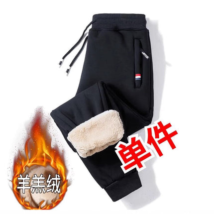 Construction Site Wear-Resistant Fleece-Lined Casual Pants Men's Cashmere Pants Loose Sports Pants Autumn and Winter Thickened Large Size Sweatpants