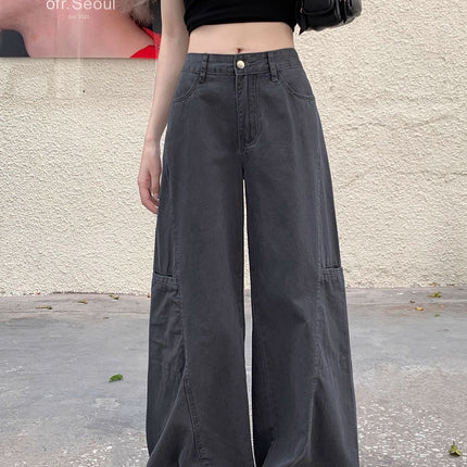 Commuting Loose High-Waisted Wide-Leg Jeans Spring and Autumn New Workwear Design Niche Floor-Length Jeans
