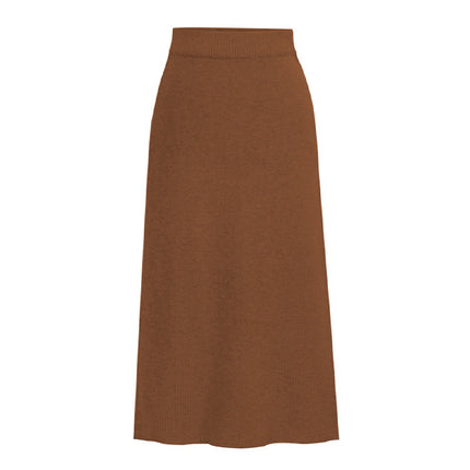 Cross-border Amazon European and American size skirt autumn and winter high waist back slit solid color woolen A- line skirt one-step skirt