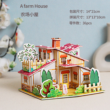 Paper 3D Stereo Puzzle Education School Model DIY Handmade Kidsren's Educational Toys Girls Kindergarten Wholesale