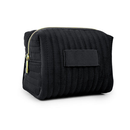 Etsy Cross-Border Popular Embroidered Striped Velvet Makeup Bag, High-Quality, Soft and Skin-Friendly Cosmetic Storage Bag