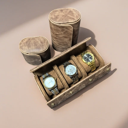 Retro Crazy Horse Pattern Genuine Leather Texture Pu Leather Watch Storage Box 1 2 3 Watch Positions Watch Box Gift Box