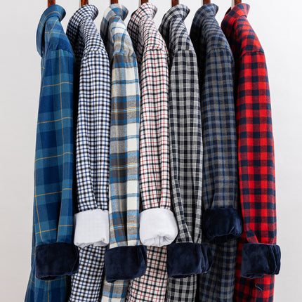 Winter Warm Shirt Pure Cotton Brushed Plaid Fleece-Lined Thickeneded Middle-Aged and Elderly Men's Cardigan Dad's Cotton Shirt