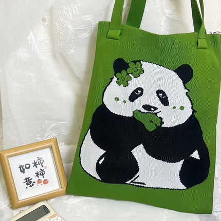 2025 Back Panda Knitted Bag Factory Tote Bag Canvas Bag Women's Shoulder Bag Handbag Souvenir Wholesale