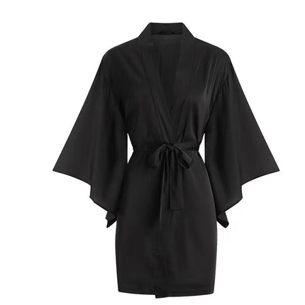 Aura* Romantic Pure Lust Style Ice Silk Pajamas for Women Spring and Summer Sexy Bow Suspender Nightgown with Breast Pads