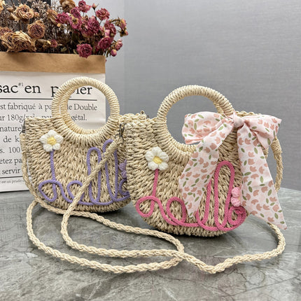 Straw Bag Handwoven Bag Women's 2025 Seaside Vacation Outdoor Daily Beach Handbag Tote Bag