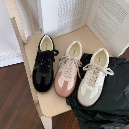 Genuine Leather German Training Shoes Women's Retro Board Shoes 2025 New Round Toe Soft Thick Bottom Lace-up Casual Forrest Gump Fashion Shoes