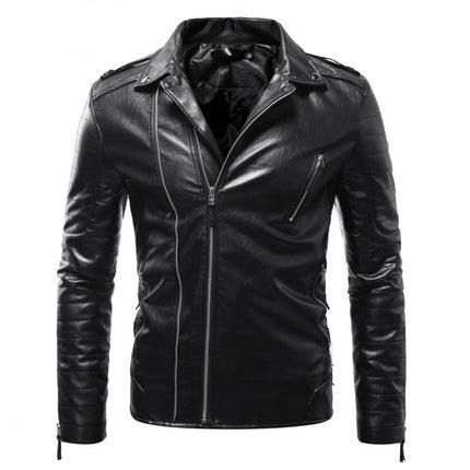 2023 Cross-Border New Spot European and American Men's Fashion Pressed Cotton Windproof Motorcycle Leather Jacket Wholesale