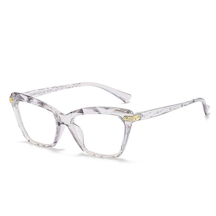 Anti-blue light cat's eye crystal multi-cut glasses frame European and American 2025 new glasses frame fashion flat mirror