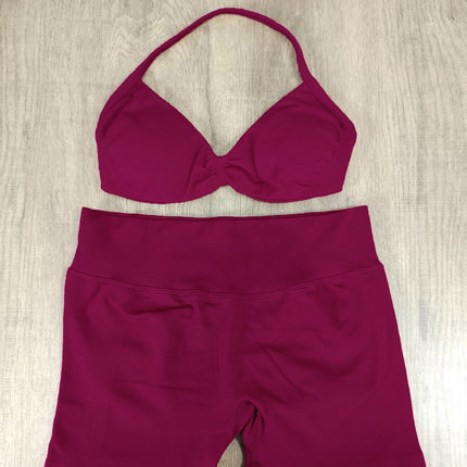 suit DF Amazon Explosions Shorts Small Bra High Elastic Superfine Extinction Nylon Hanging Neck Beauty Back Sports Vest