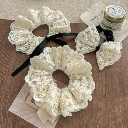2026 New Lace Scrunchie Elegant French Bow Hair Tie Lolita Style Hair Rope Hair Accessory