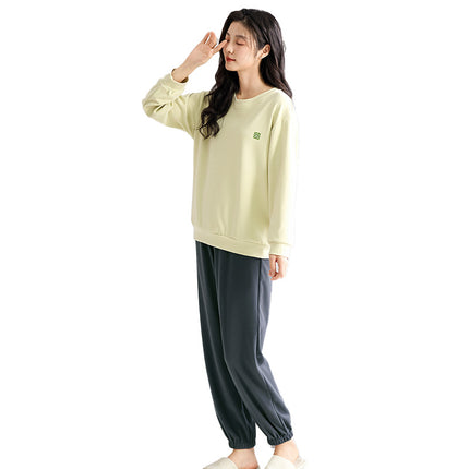[Cashmere Silk] New Autumn and Winter Long-Sleeve Couple Pajamas Women's Comfortable Stretchy Homewear Set Two-Piece Set