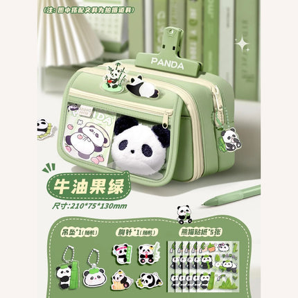 Large-Capacity Panda Pencil Bag High-Value Stationery Bag 2025 Girls New Multi-Functional Stationery Box Set Junior High School Students
