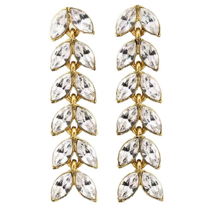 Oscar European and American Style Retro Gold-Plated Long Tassel Crystal Earrings Feminine Fashion High-End S925 Silver Needle