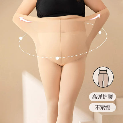 Light leg artifact stockings women's plus size fat m 100.00kg autumn and winter fleece-lined thickened plus fat increase flesh color bottoming pantyhose