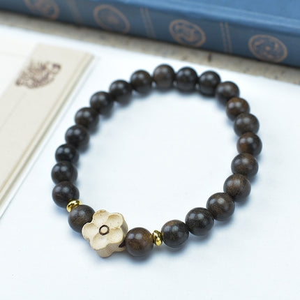 Shen Guibao Chen Xiang 8mm Double Ring Half Bracelet Barrel Bead Bracelet Five Sutra String Beads Niche Wen Play Jewelry Wholesale