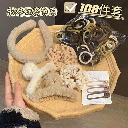 [111-Piece Set] Autumn and Winter Hair Accessories Hair Clip Set Shark Clip Hair Rope Tiktok Hair Tie Rubber Band Bow