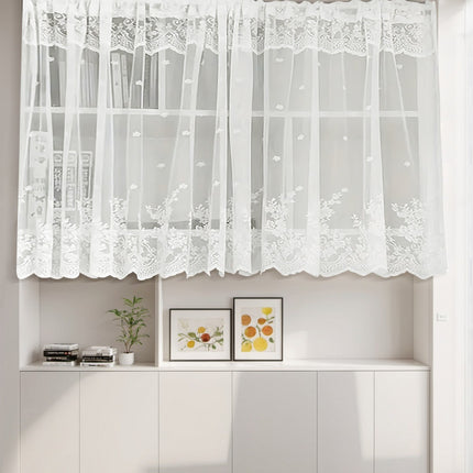 Cross-border double-row lace curtain wearing rod lace short curtain finished curtain bay window kitchen partition curtain window screen TEMU
