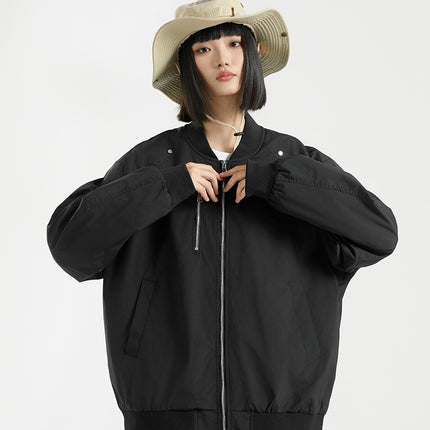 Women's Flying Suit Jacket 2024 Autumn and Winter New Loose Outdoor Casual Zipper Solid Color Windproof Waterproof Baseball Collar