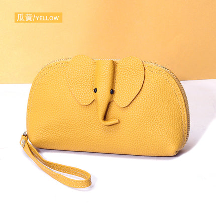 Creative Elephant Fashion Leather Wallet Women's Long Clutch Bag Niche Design ins Soft Leather Clutch Bag Wholesale