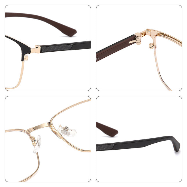 New Eyebrow Frame Metal Myopia Frame Big Face Retro Cross-Border Men's Optical Frame Spring Leg Flat Mirror Manufacturer