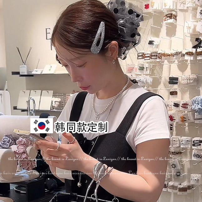 18cm Korean High-End Hair Tie Double-Layer Organza Scrunchie Women's Hair Accessory Hair Rope Ins Style