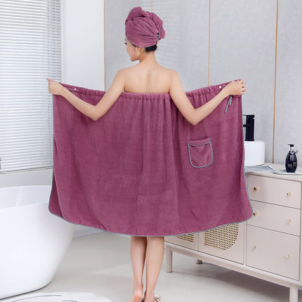 Pineapple Plaid Tube Top Bath Skirt for Adults, Wearable and Wrapable Bath Towel, Absorbent and Thickened Coral Velvet Hair Drying Towel