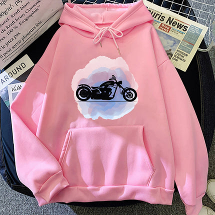 Hoodies Unisex Motocicleta Com Bolso, Moletom Encapuzado, Mo