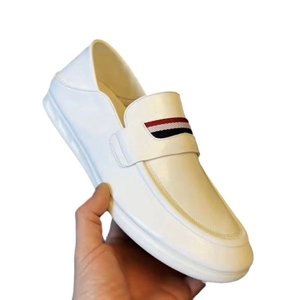 Doug Shoes Men's Breathable Casual Leather Shoes Gright Autumn New Leather Lazy Slip-on Loafers Men's Trendy