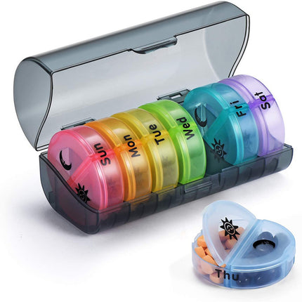 Cross-Border Amazon Seven-Day Travel Moisture-Proof Abs Main Body Box 14-Compartment Pill Box Portable and Detachable One-Week Morning and Evening Divided