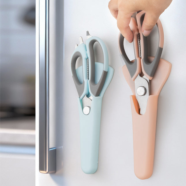 Multifunctional Refrigerator Scissors Magnetic Suction Detachable Household Powerful Chicken Bone Scissors Food Barbecue Scissors Stainless Steel Kitchen Scissors