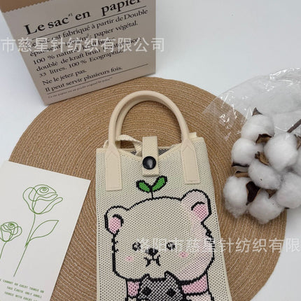 Girl's Heart-Shaped Knitted Crossbody Bag