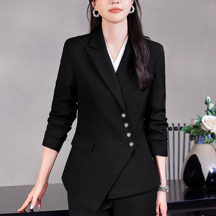 Professional Suit suit Women's Senior Sense 2024 Spring and Autumn New Hotel Front Desk Beauty Salon Overalls Suit Jacket